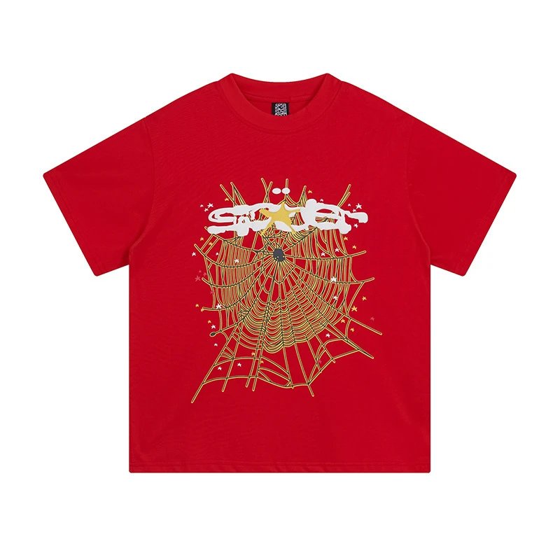 Sp5der T-Shirts Spiderweb Graphic Short-Sleeve T-Shirt — 69617 Red