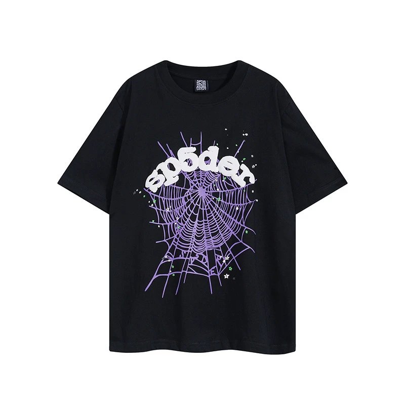 Sp5der T-Shirts Spiderweb Graphic Short-Sleeve T-Shirt — 69609 Black
