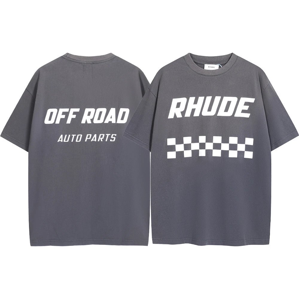Rhude T-Shirts Graphic Print Short-Sleeve T-Shirt — 8045 gray coffee