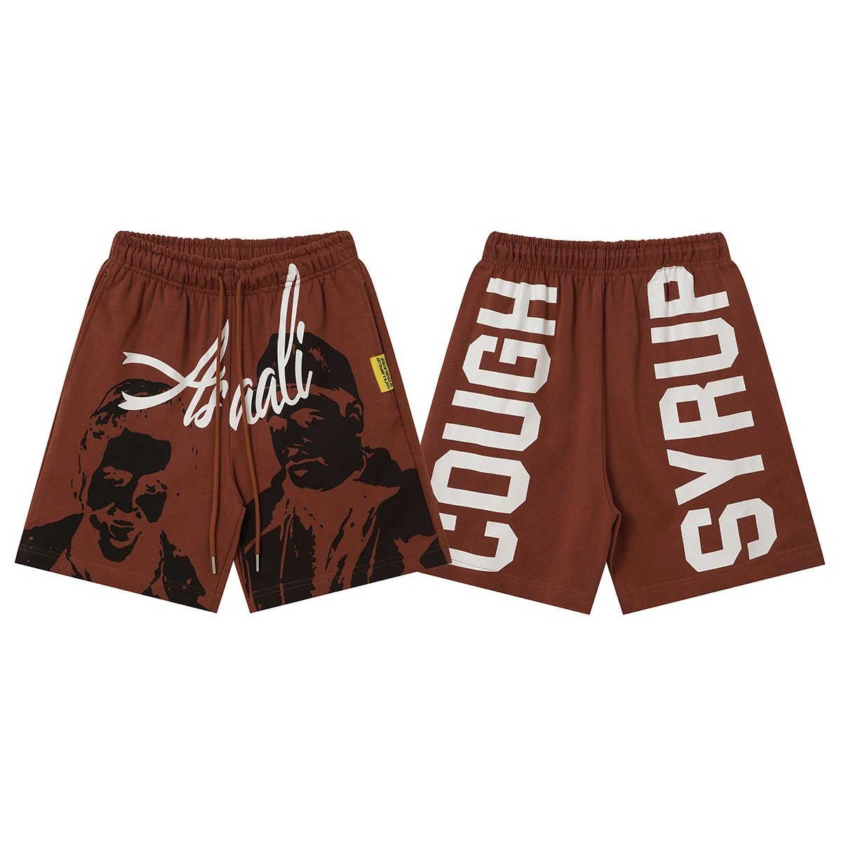 Unbranded Shorts Graphic Print Drawstring — T 2506#Brick red
