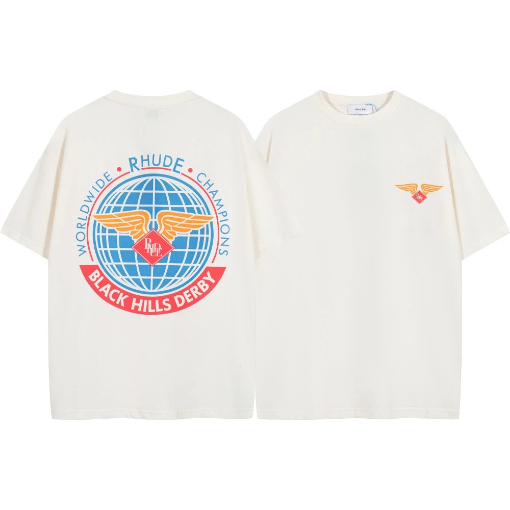 Rhude T-Shirts Graphic Print Short-Sleeve T-Shirt — 8047 white