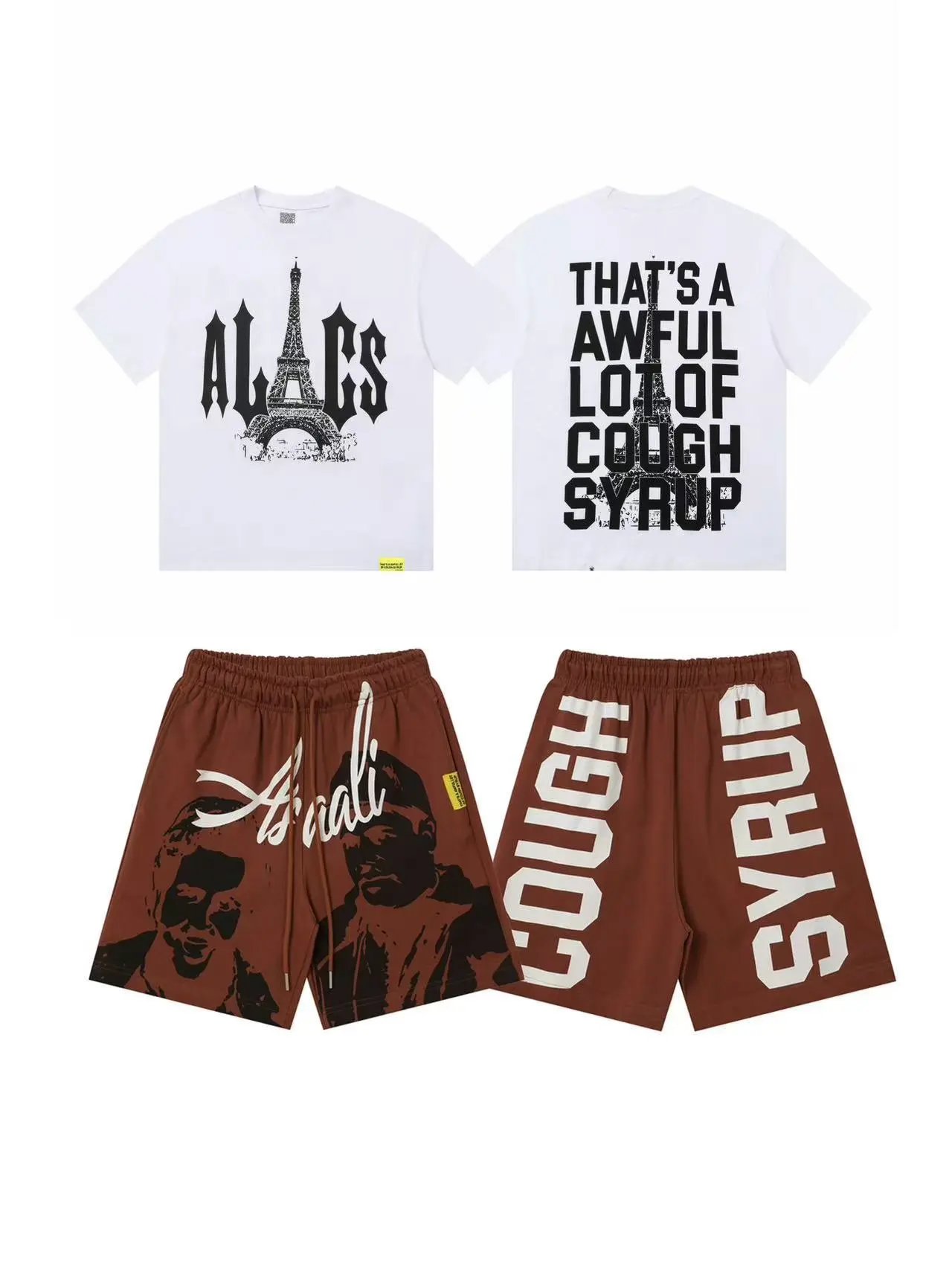 Unbranded Shorts Graphic Print Drawstring — T 2506#suit brick red