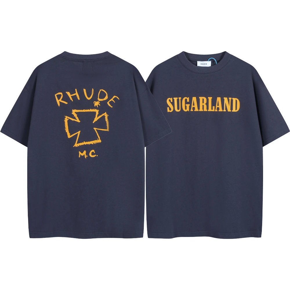 Rhude T-Shirts Graphic Print Short-Sleeve T-Shirt — 8055 gray coffee