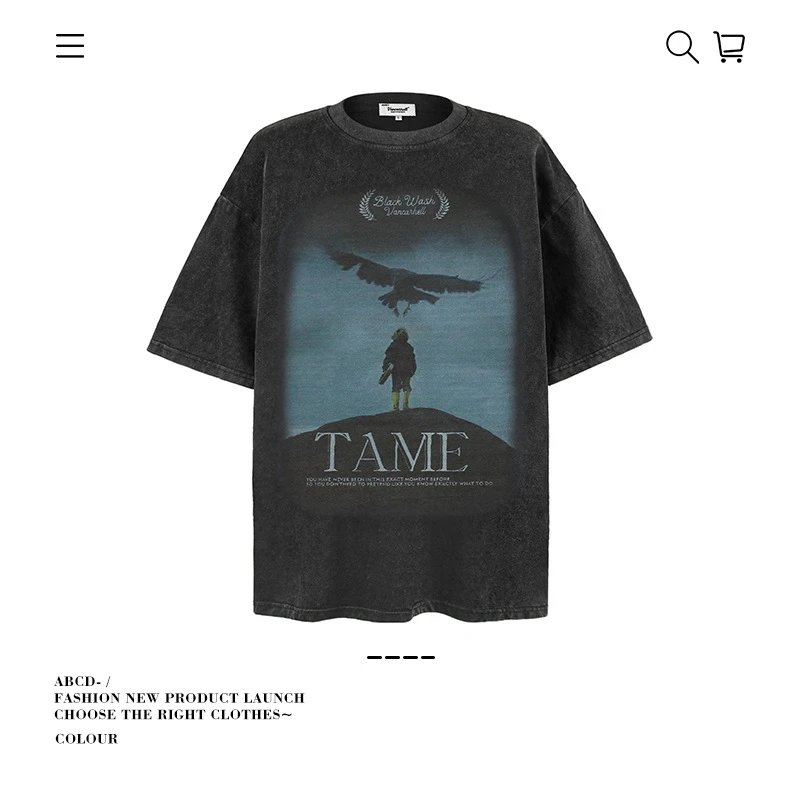 VANCARHELL T-Shirts Oversized graphic-print crew-neck T-shirt — 9619-Fried Flower Black