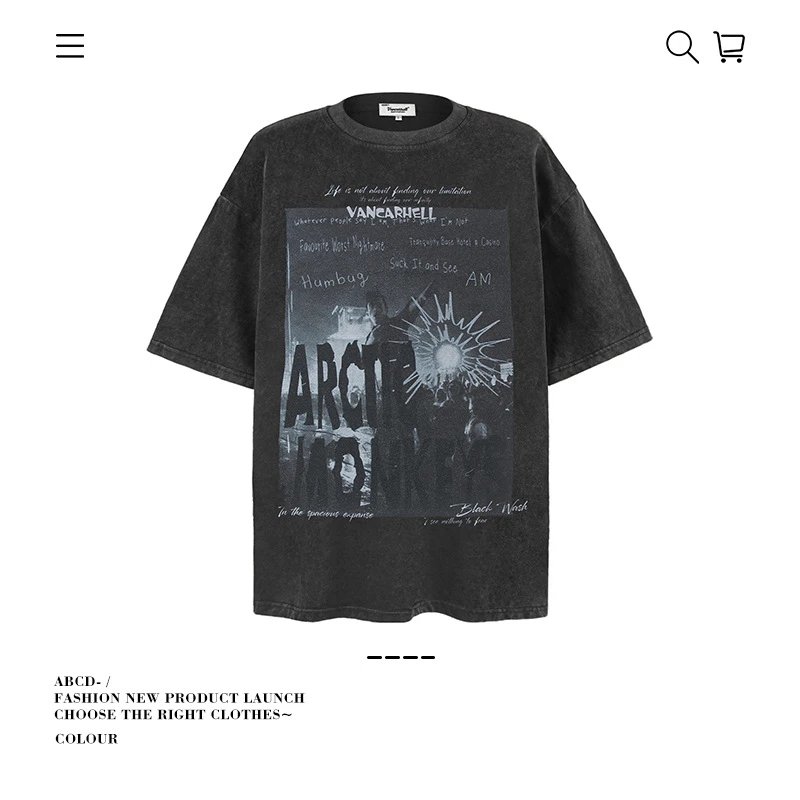 VANCARHELL T-Shirts Oversized graphic-print crew-neck T-shirt — 9680-Stir-fried dark color