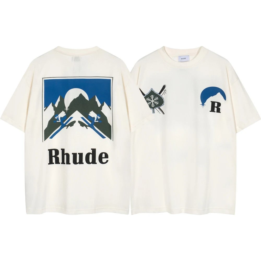 Rhude T-Shirts Graphic Print Short-Sleeve T-Shirt — 8064 white