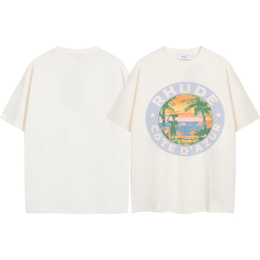 Rhude T-Shirts Graphic Print Short-Sleeve T-Shirt — 8067 white