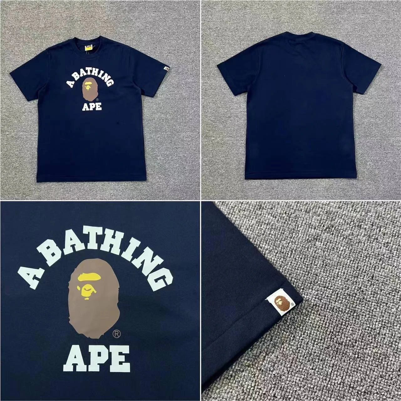 A Bathing Ape T-Shirts Short-Sleeve Head Graphic T-Shirt — XX253 Navy Blue