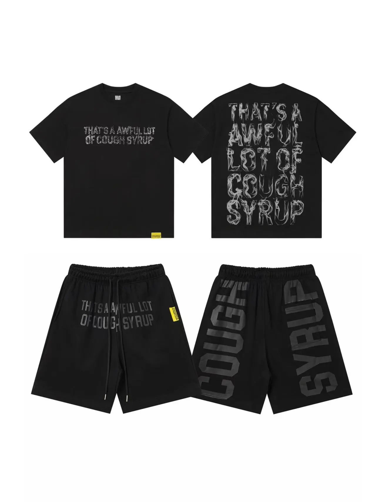 Unbranded Shorts Graphic Print Drawstring — T 2500#Black set.
