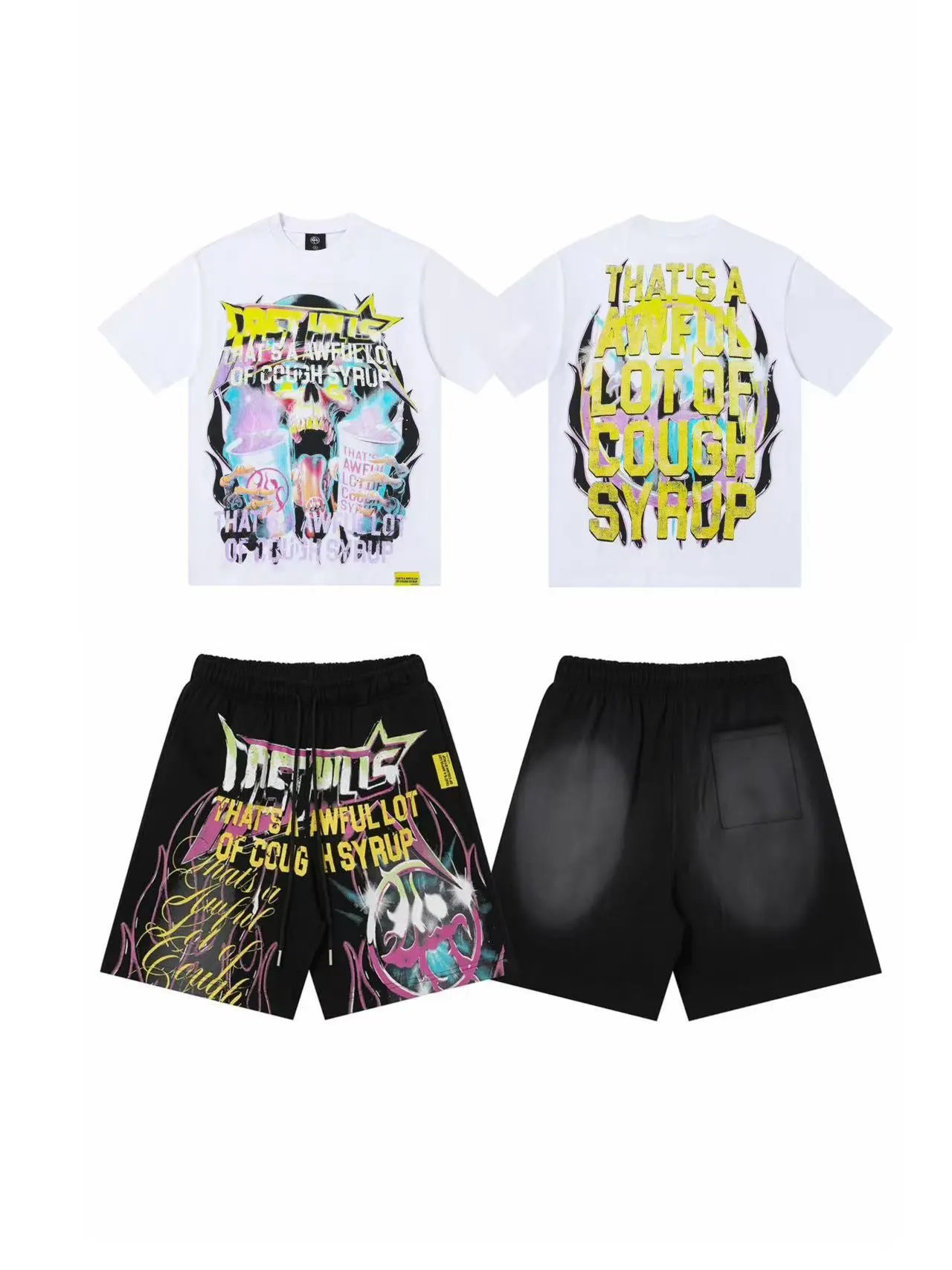 Unbranded Shorts Graphic Print Drawstring — T 2503#White set
