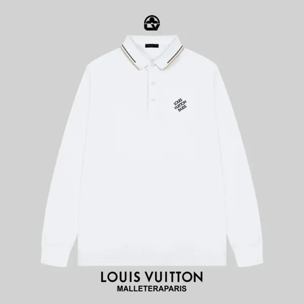 Louis Vuitton Malletier Paris White Long-Sleeve Polo Tops Polo - 1