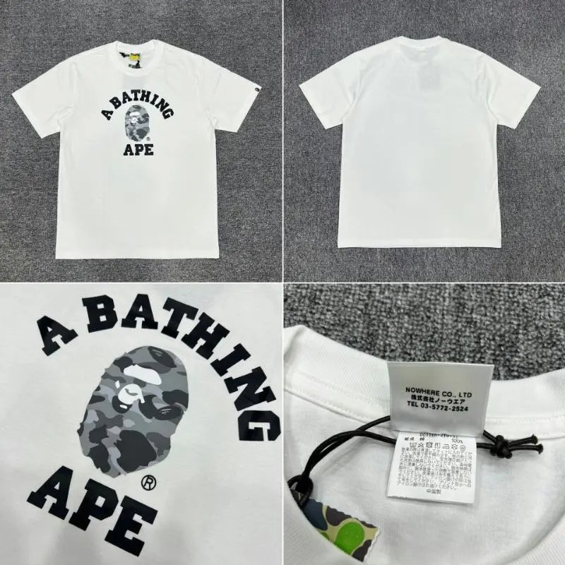 A Bathing Ape T-Shirts Short-Sleeve Head Graphic T-Shirt — 027 Whitewash