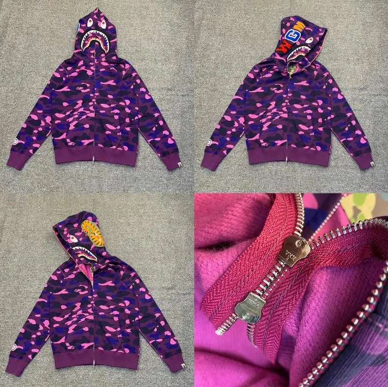 A Bathing Ape Hoodies & Sweatshirts Shark full-zip camouflage hoodie — XX121 Camouflage Purple