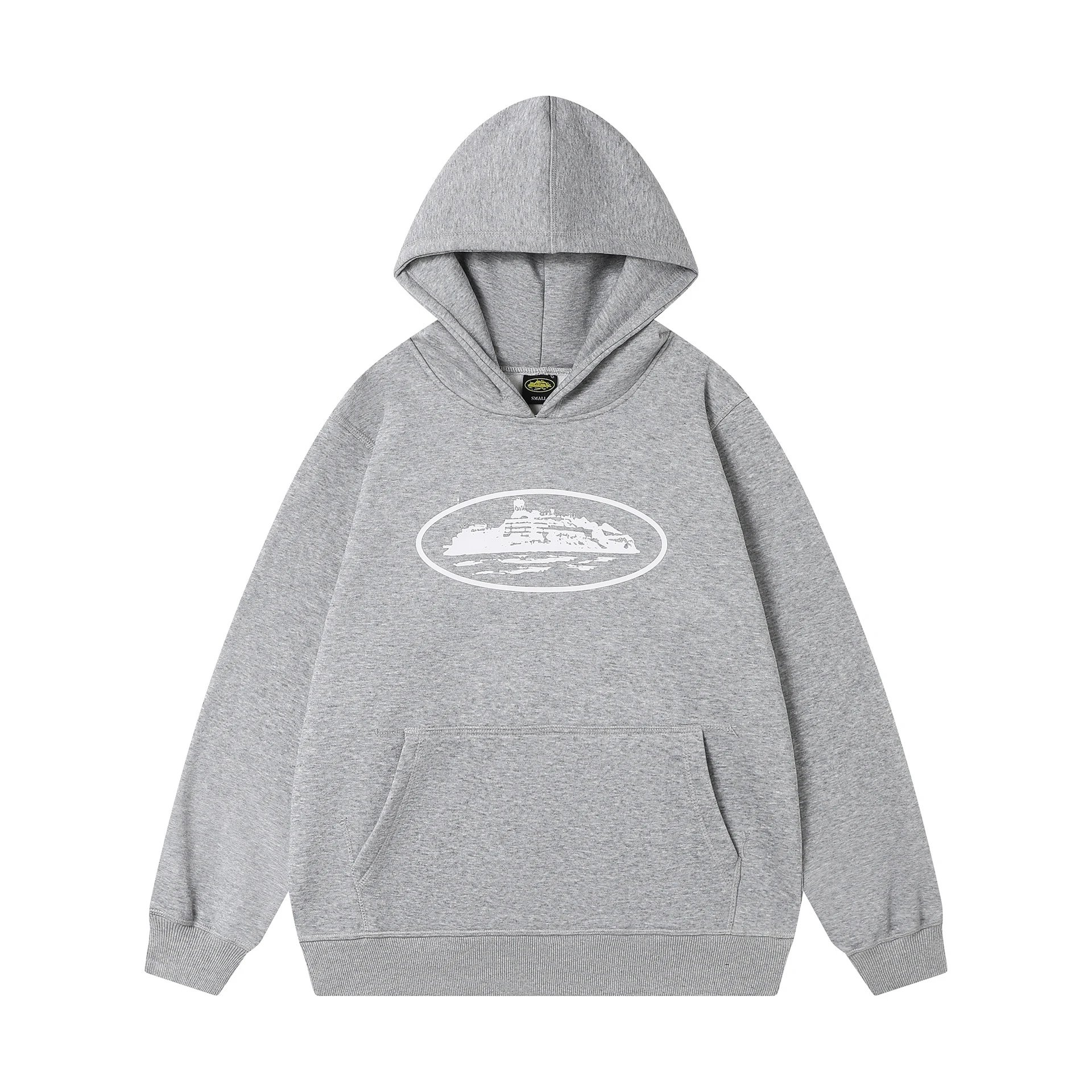 Corteiz Hoodies & Sweatshirts Zip-up hooded sweatshirt with embroidered chest emblem — 505 Gray top