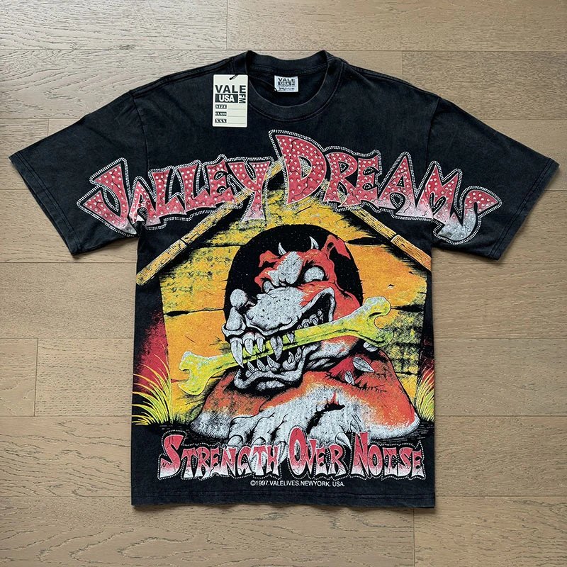 Vale Lives T-Shirts Washed graphic short-sleeve T-shirt — 8151 Washed black