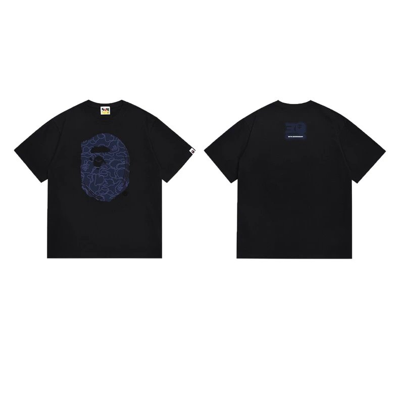 BAPE T-Shirts Short-Sleeve Ape Head Graphic — 173 black and blue