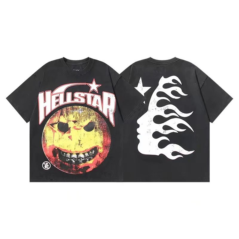 Hellstar T-Shirts Graphic Crewneck T-Shirt — 606 Washed old black