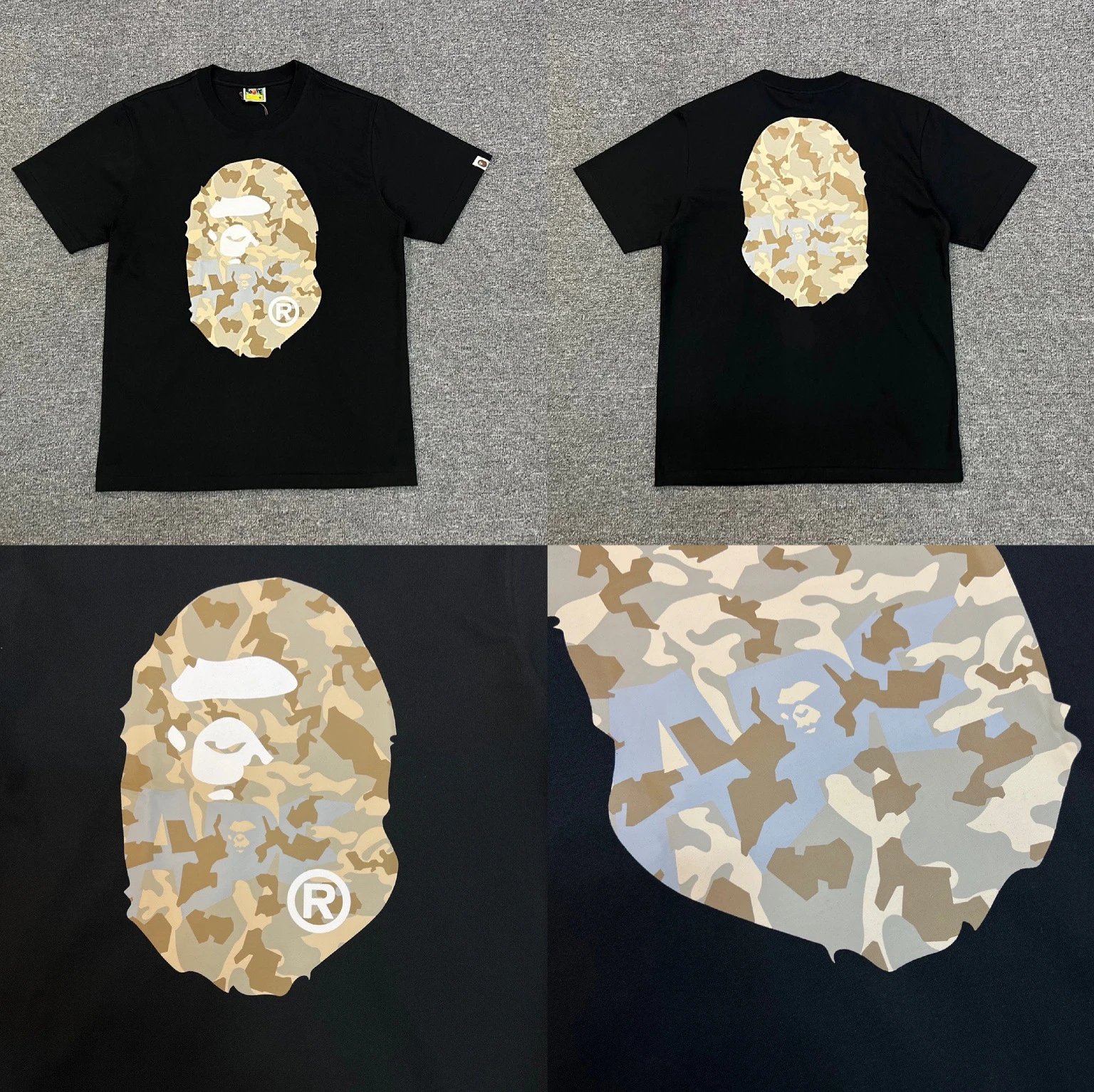 A Bathing Ape T-Shirts Short-Sleeve Head Graphic T-Shirt — XX326 black-brown
