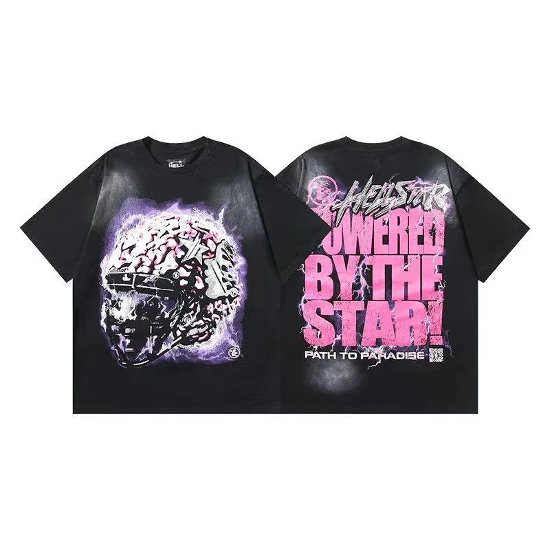 Hellstar T-Shirts Graphic Crewneck T-Shirt — 620 Washed old black