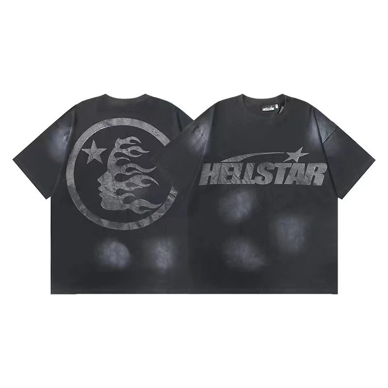 Hellstar T-Shirts Graphic Crewneck T-Shirt — 660 Washed old black