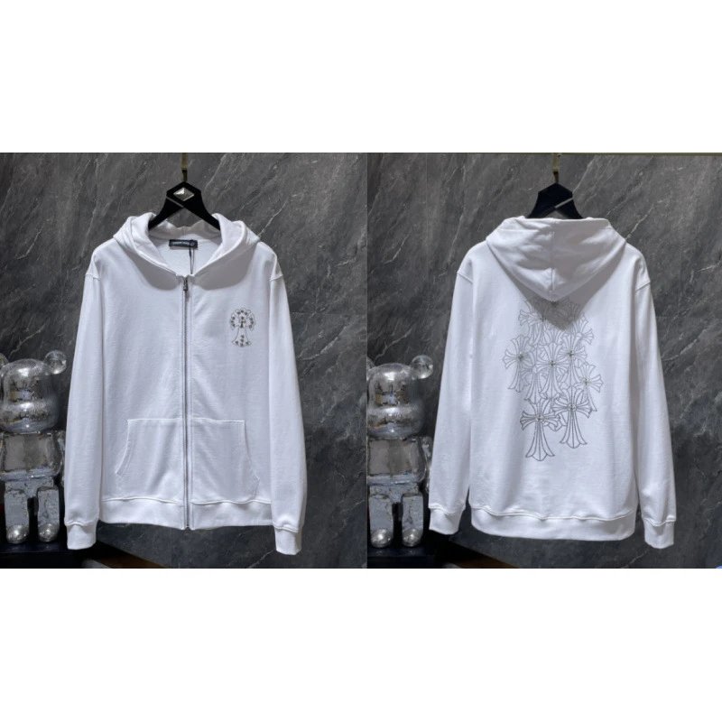 Chrome Hearts Hoodies & Sweatshirts Zip-Up with Cross Graphics — 8667 white