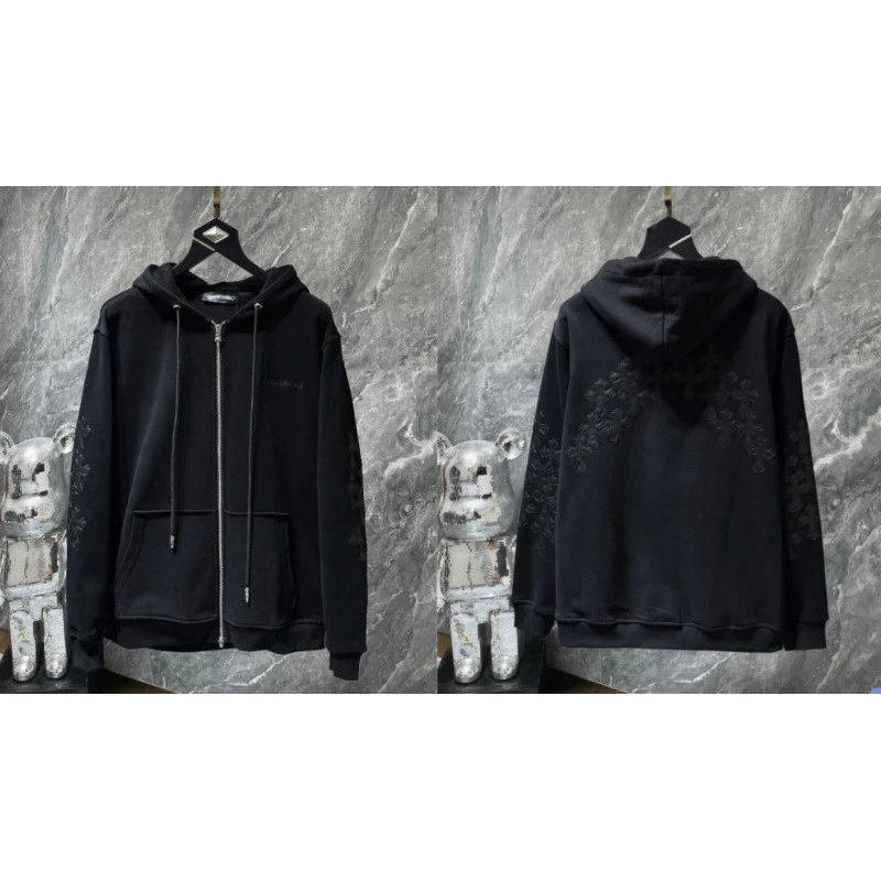 Chrome Hearts Hoodies & Sweatshirts Zip-Up with Cross Graphics — 8339 Black