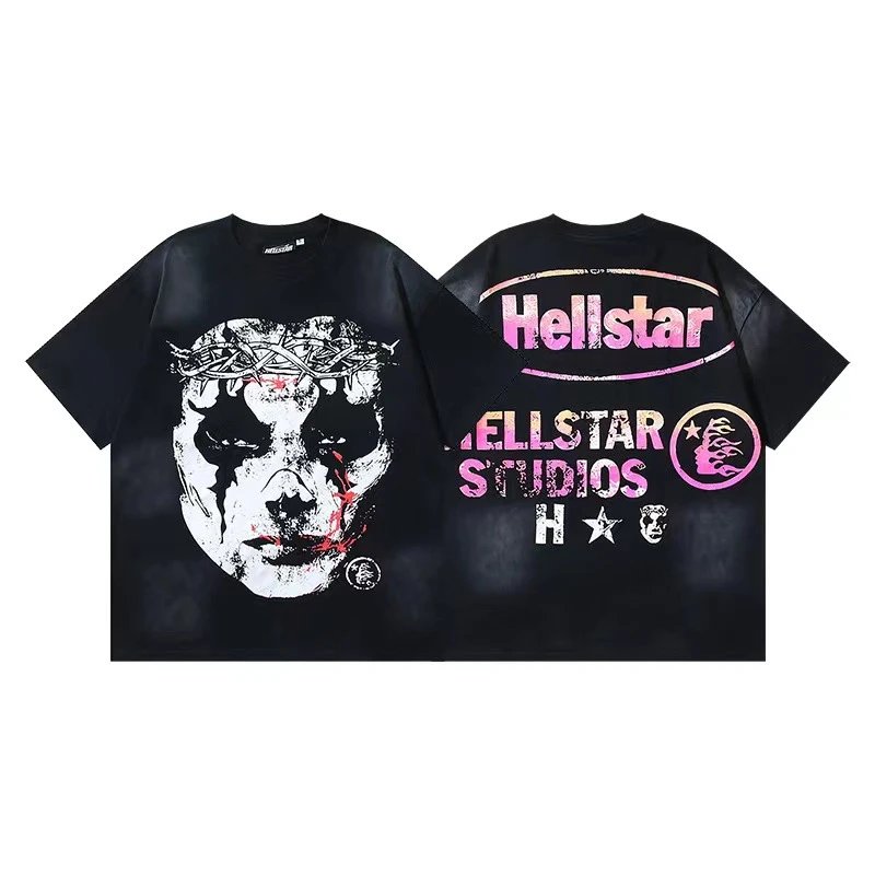 Hellstar T-Shirts Washed graphic T-shirt — 6710 Washed old black