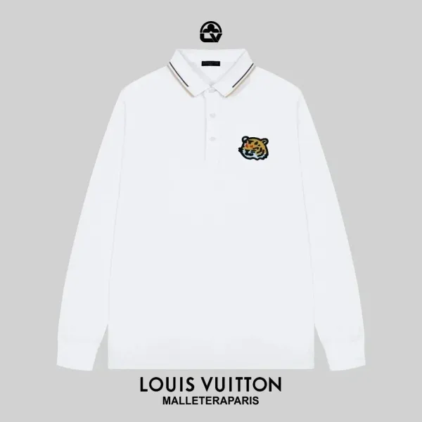 Louis Vuitton Tiger Embroidery Long-Sleeve Polo White Tops Polo - 1