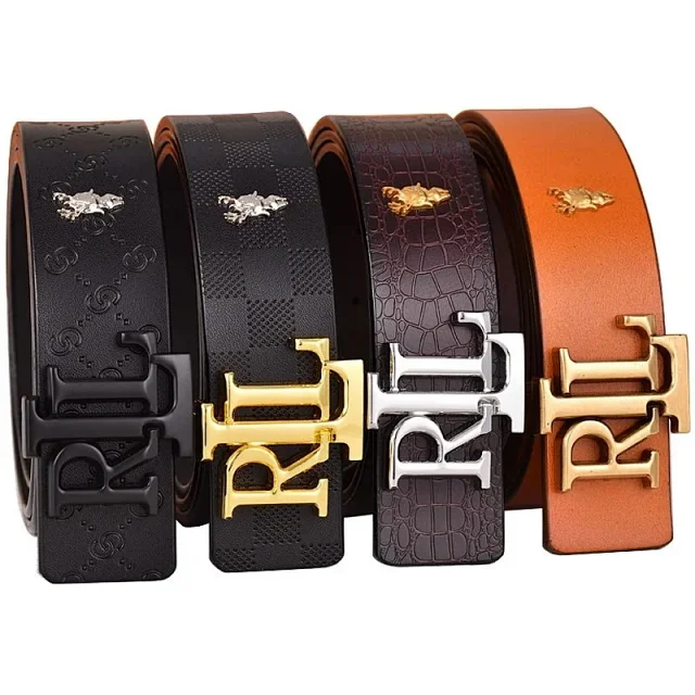 R&L Belts LZ-1 embossed monogram belt with RL buckle product detail image 2