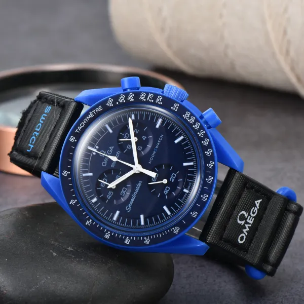 Omega Speedmaster Moonwatch Blue Ceramic Chronograph Watch Watches - 1