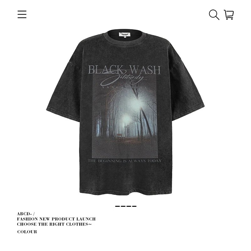 VANCARHELL T-Shirts Oversized graphic-print crew-neck T-shirt — 8436-Stir-fried dark color