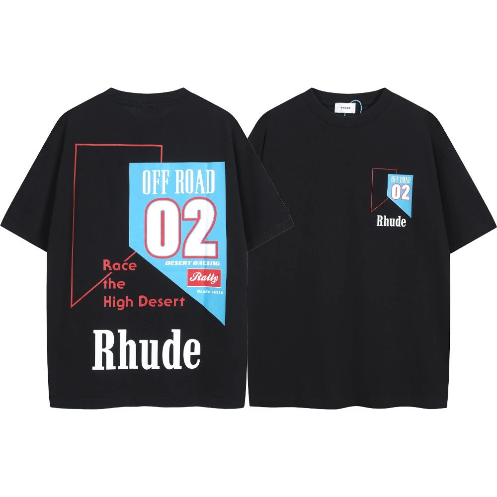 Rhude T-Shirts Graphic Print Short-Sleeve T-Shirt — 8037 black