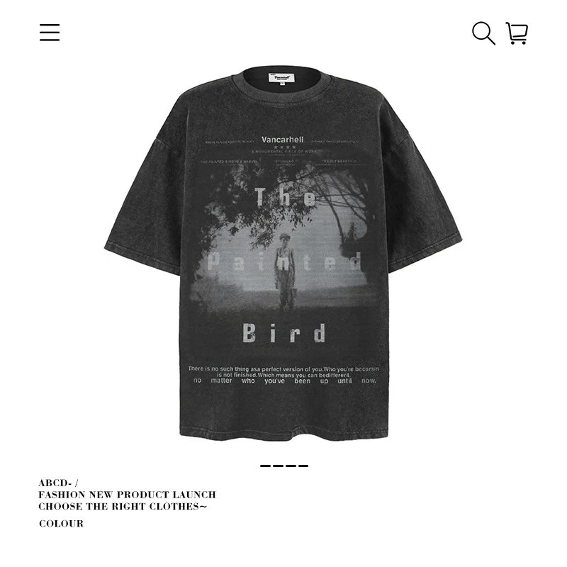 VANCARHELL T-Shirts Oversized graphic-print crew-neck T-shirt — 9606-Fried Flower Black