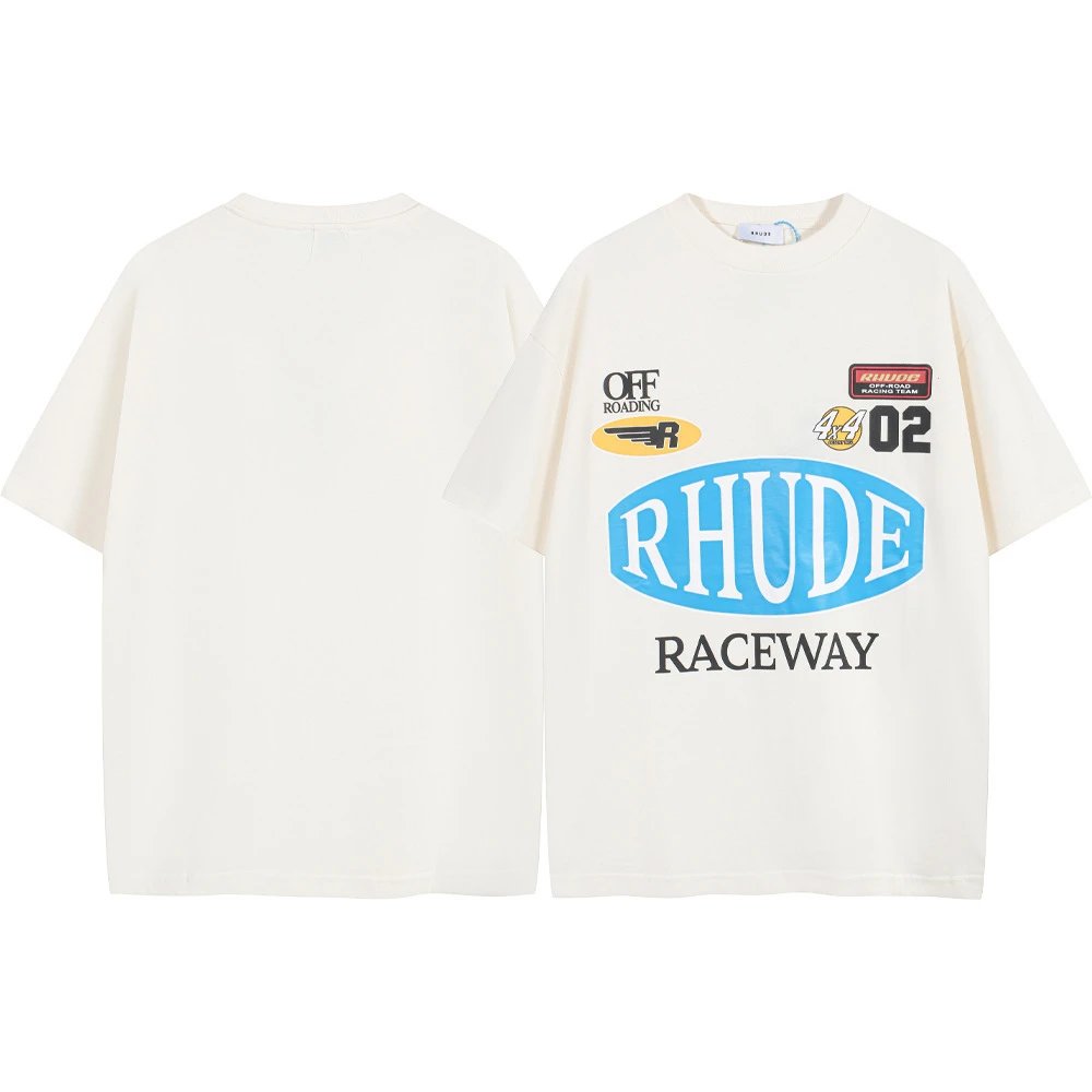 Rhude T-Shirts Graphic Print Short-Sleeve T-Shirt — 8044 white