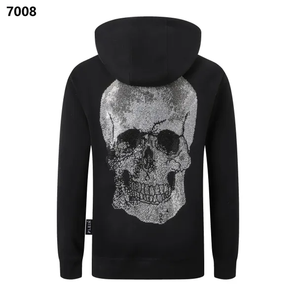 Philipp Plein Skull Embroidered Black Hoodie - 1