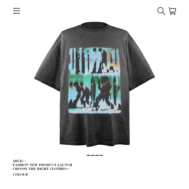 VANCARHELL T-Shirts Oversized graphic-print crew-neck T-shirt — L 1008-anti-fried deep ash