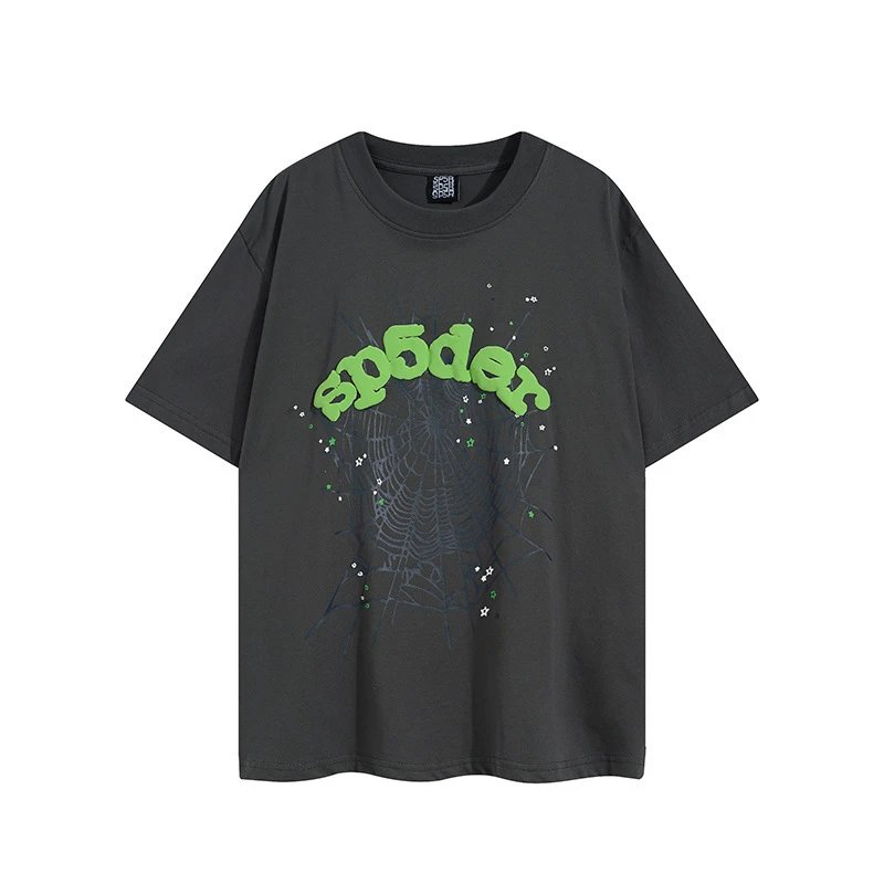 Sp5der T-Shirts Spiderweb Graphic Short-Sleeve T-Shirt — 69609 Dark gray