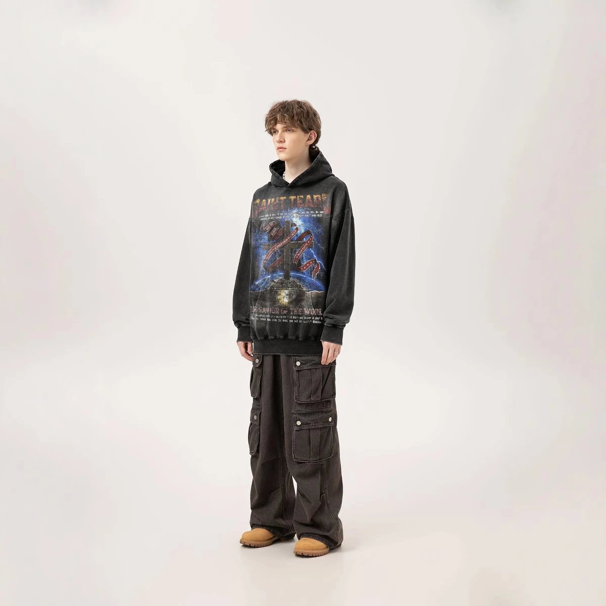 Unbranded Hoodies & Sweatshirts Washed Graphic Pullover Hoodie image 2