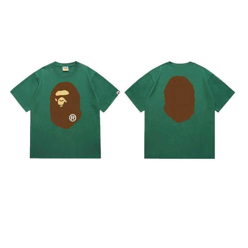 BAPE T-Shirts Short-Sleeve Ape Head Graphic — 175 Dark Green
