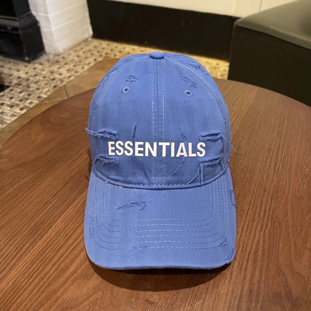 Essentials Hats Distressed Logo Baseball Cap — M09 blue