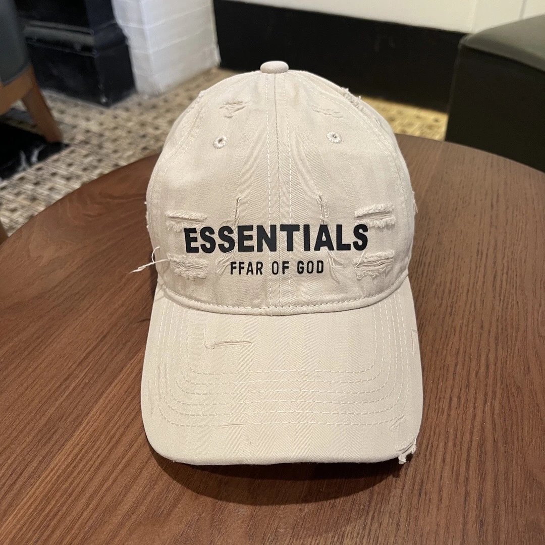Essentials Hats Distressed Logo Baseball Cap — M08 Apricot Color