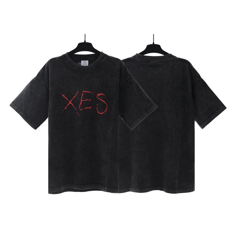 Vetements T-Shirts Washed graphic logo print — Washed black XES letter 7041
