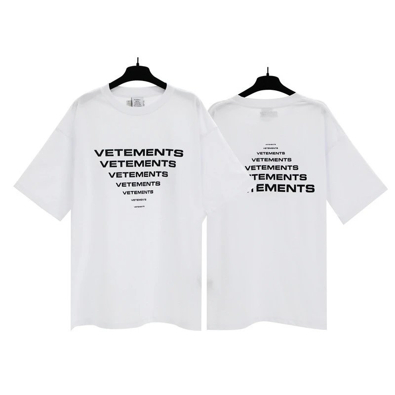 Vetements T-Shirts Washed graphic logo print — White Tapered Letters 7032