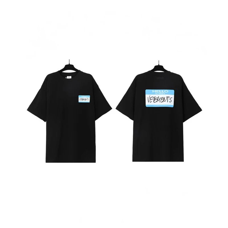 Vetements T-Shirts Washed graphic logo print — Black Signature Letters 7018