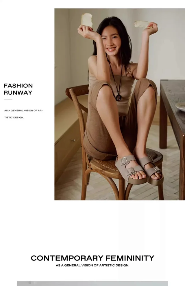 Unbranded Slippers Double-Buckle Platform Slide product detail image 8