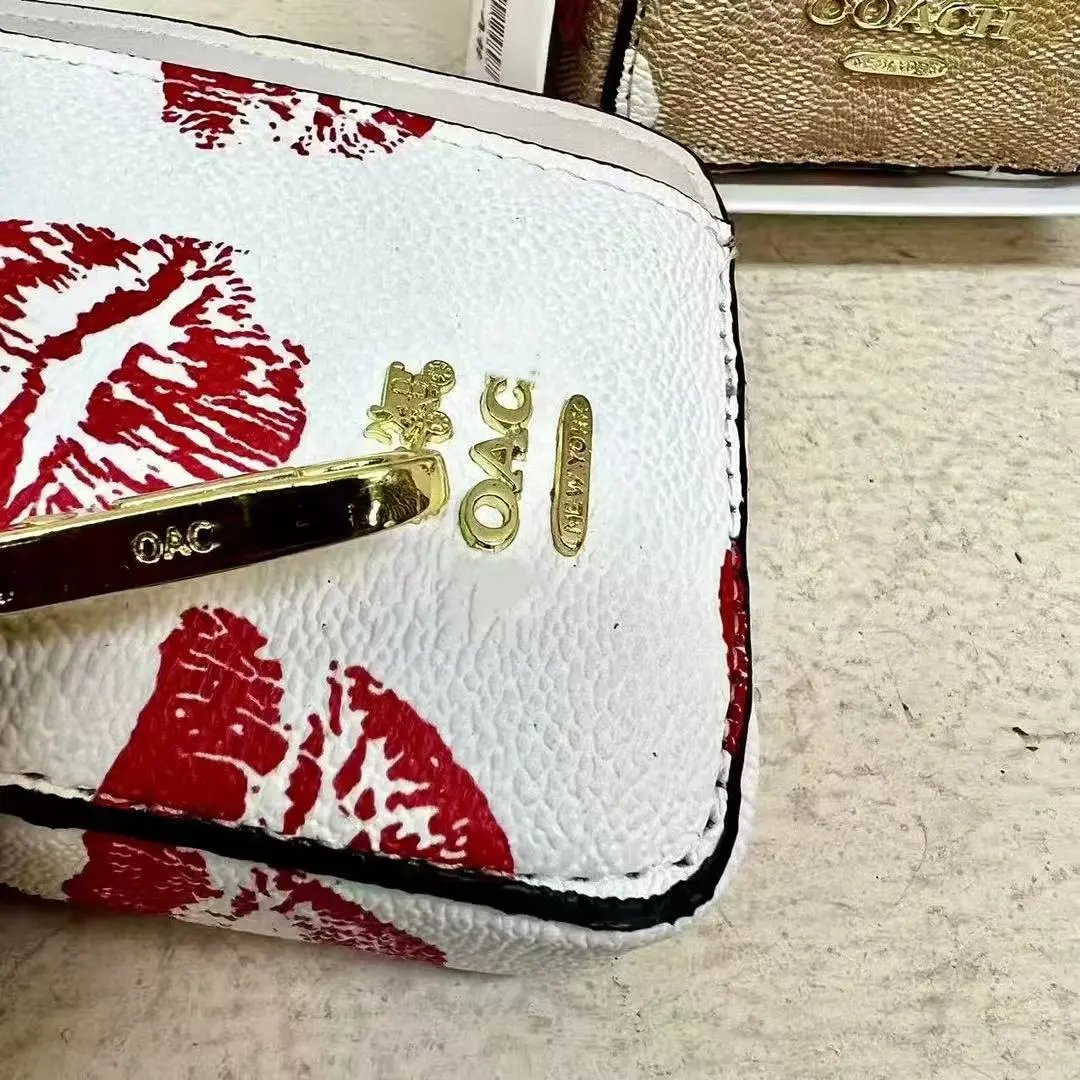 Coach Signature Canvas Card Holder with Chain Strap Brown and Black Wallet - 7