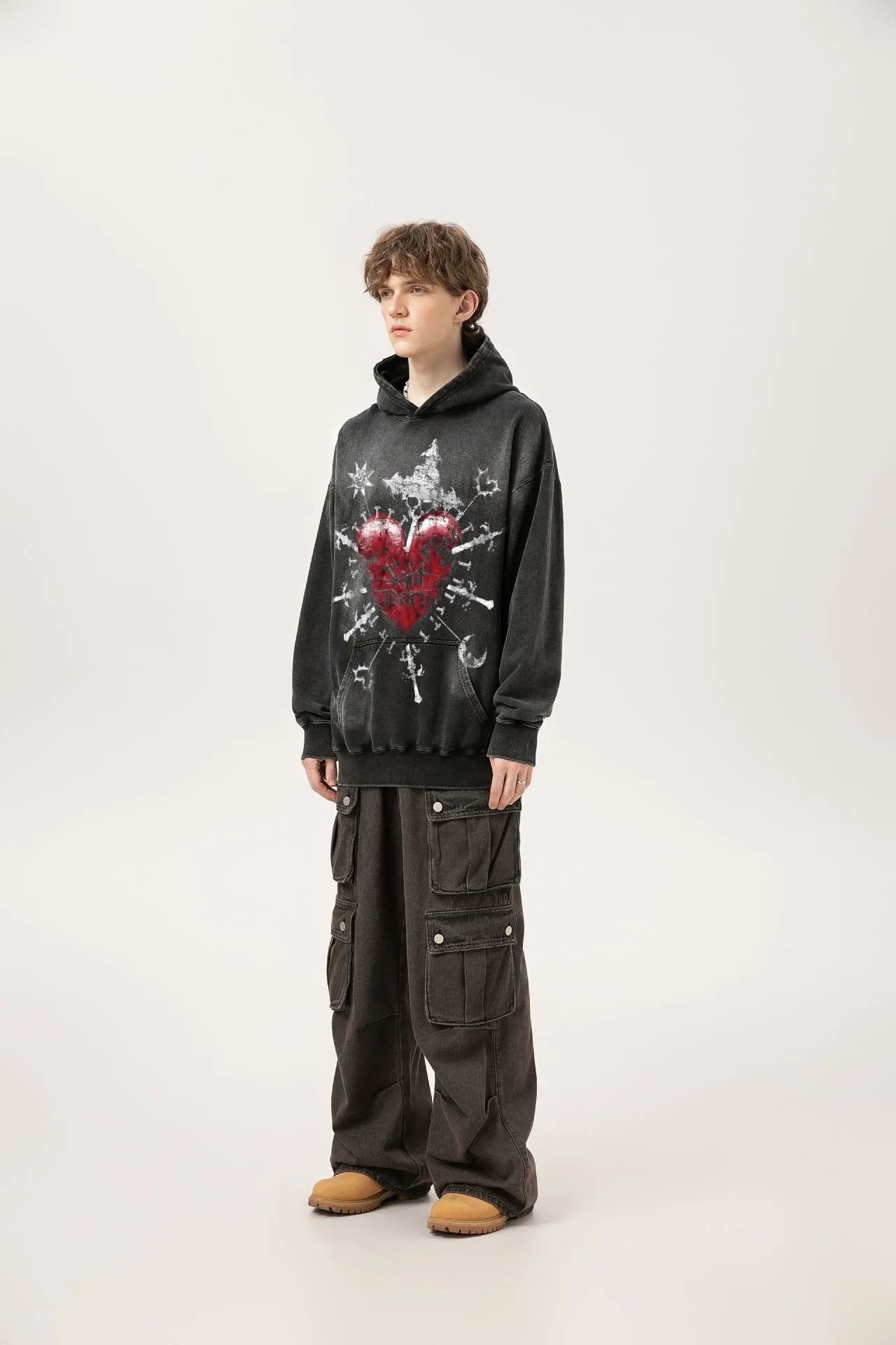 Saint Tears Memories Only Distressed Angel Hoodie Red - 22