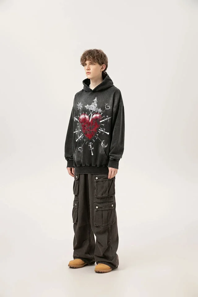 Unbranded Hoodies & Sweatshirts Washed Graphic Pullover Hoodie product detail image 21