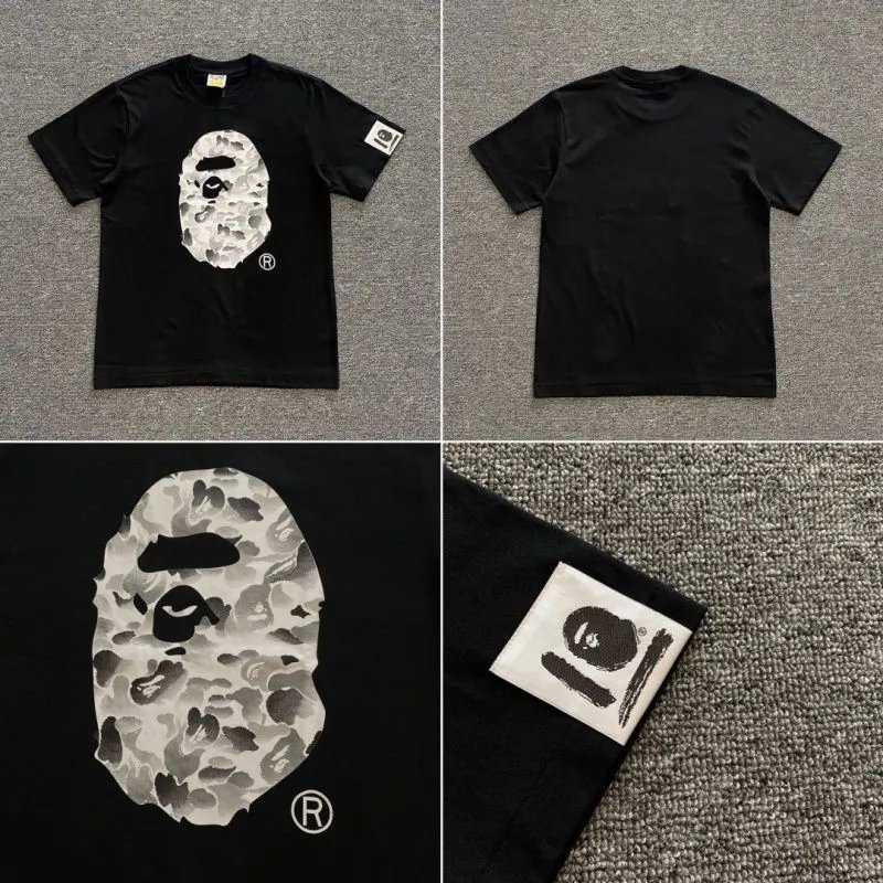 A Bathing Ape T-Shirts Head Graphic T-Shirt — Black 107