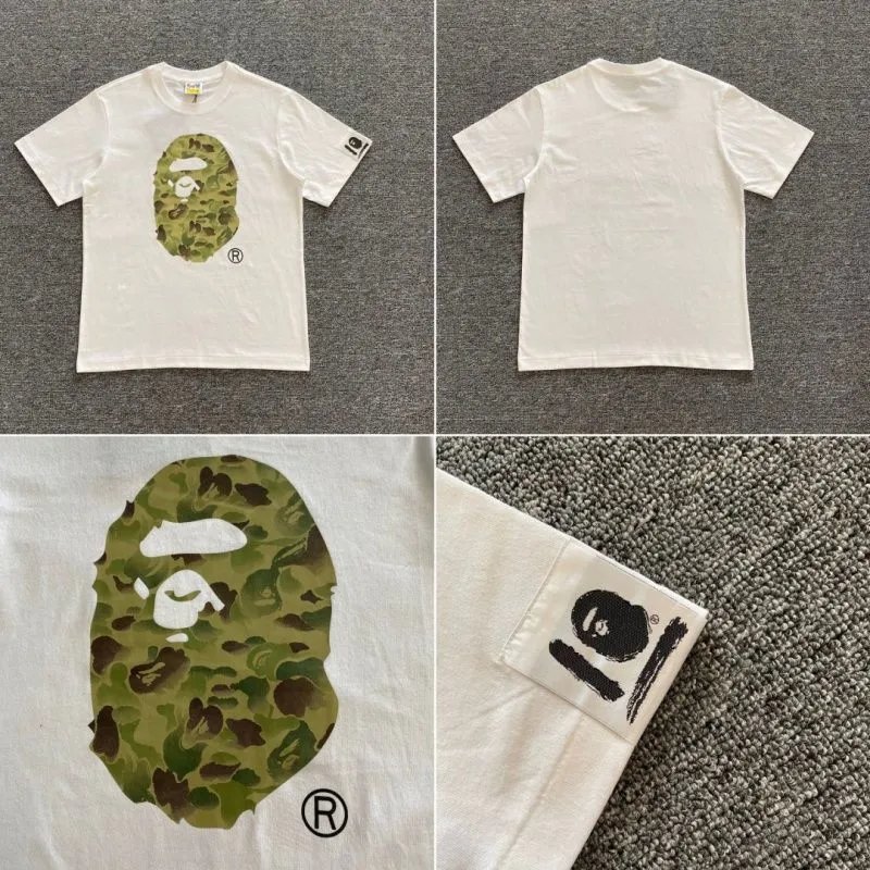 A Bathing Ape T-Shirts Head Graphic T-Shirt — White 107